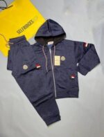 Moncler Kids Replica Full Tracksuits First Copy Knitted Long Sleeves Enfant Reps Comfortable Toddlers Tracksuit Set Logo Patch Nylon Cheap Luxury Style Sports Gym Fake Rep Blue Grey Green Sale UK - Image 2