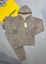 Moncler Kids Replica Full Tracksuits First Copy Knitted Long Sleeves Enfant Reps Comfortable Toddlers Tracksuit Set Logo Patch Nylon Cheap Luxury Style Sports Gym Fake Rep Blue Grey Green Sale UK - Image 3