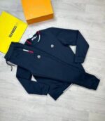 Moncler Men Women Replica Full Tracksuits Knitted Long Sleeves Men's Women's Reps Comfortable Boys Girls Tracksuit Set Logo Patch Nylon Cheap First Copy Style Sports Gym Fake Rep Black Blue Sale UK - Image 4