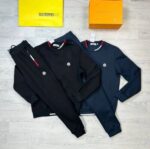 Moncler Men Women Replica Full Tracksuits Knitted Long Sleeves Men's Women's Reps Comfortable Boys Girls Tracksuit Set Logo Patch Nylon Cheap First Copy Style Sports Gym Fake Rep Black Blue Sale UK - Image 2