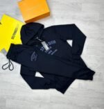 Christian Dior Tracksuit Atelier Hooded Sweatshirt & Track Pants In Navy Blue Color