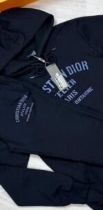 Christian Dior Tracksuit Atelier Hooded Sweatshirt & Track Pants In Navy Blue Color - Image 3