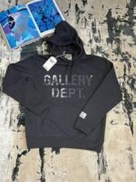 Gallery Dept. Tracksuit Center Logo Hoodie Sweatshirt, GD English Logo Sweat Pant In Black Colors - Image 4