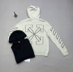 Off-White Diagonal 3D Lines Hoodies Black White Replica Sale UK - Image 2