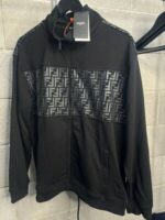 Fendi Oblique Zipper Technical Taffeta Puffer Cropped Jacket In Black Color - Image 2