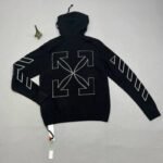 Off-White Diagonal 3D Lines Hoodies Black White Replica Sale UK - Image 3