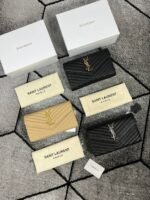 YSL Saint Laurent Paris Cassandre Matelassé Large Flap Chain Wallet In Lambskin In 3 Colors