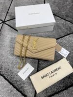 YSL Saint Laurent Paris Cassandre Matelassé Large Flap Chain Wallet In Lambskin In 3 Colors - Image 5