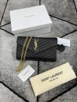 YSL Saint Laurent Paris Cassandre Matelassé Large Flap Chain Wallet In Lambskin In 3 Colors - Image 4