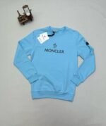 Moncler Men Women Replica Round Jumpers Men's Women's Reps Knitted Jumpers Full Sleeves First Copy Logo Printed Cheap Sweatshirt Boys Girls Rep Cotton Fabric Jumper Fake Black Light Blue Sale UK - Image 4