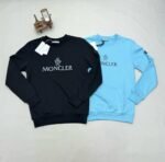 Moncler Men Women Replica Round Jumpers Men's Women's Reps Knitted Jumpers Full Sleeves First Copy Logo Printed Cheap Sweatshirt Boys Girls Rep Cotton Fabric Jumper Fake Black Light Blue Sale UK