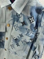 LV Denim Monogram Mng Mens Designer Overshirt Men Cheap Fake Replica Men's Navy Overshirts Mans Over Shirt Man Reps For Sale UK - Image 4