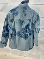 LV Denim Monogram Mng Mens Designer Overshirt Men Cheap Fake Replica Men's Navy Overshirts Mans Over Shirt Man Reps For Sale UK - Image 3