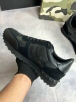 Valentino Camouflage Noir Rockrunner Sneaker In Triple Black - Image 4