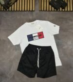 Moncler Men's Replica T-shirt Short Set Tricolor Logo Black White Bue T-shirts Shorts Sets Rep Tshirts Cheap Men Half Sleeve First Copy Boy Cotton T Shirt Fake Tshirt Reps Tee Shirts Sale UK - Image 6