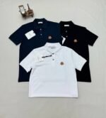 Moncler Replica Polos Shirts Men's Women's Luxury Logo Patch Half Sleeves Men Women Fake Tshirt Rep T Shirt Cheap First Copy Cotton Boys Girls Polo T-shirt Reps Black Blue White Sale UK - Image 2