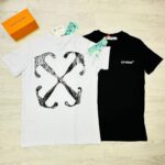 Off-White T-shirts Scratch Arrow Logo Print Tshirt Men Women Replica Slim X Reps Men's Women's Cotton Jersey Rep Fake Tshirts First Copy Unisex Off White T-shirt Cheap T Shirt Black Tee Shirts Sale UK