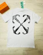 Off-White T-shirts Scratch Arrow Logo Print Tshirt Men Women Replica Slim X Reps Men's Women's Cotton Jersey Rep Fake Tshirts First Copy Unisex Off White T-shirt Cheap T Shirt Black Tee Shirts Sale UK - Image 5