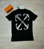 Off-White T-shirts Scratch Arrow Logo Print Tshirt Men Women Replica Slim X Reps Men's Women's Cotton Jersey Rep Fake Tshirts First Copy Unisex Off White T-shirt Cheap T Shirt Black Tee Shirts Sale UK - Image 4