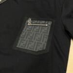 Fendi Zipper Pocket T-Shirt In Black Brown And White Colors - Image 6