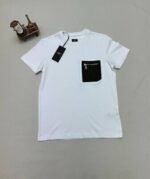 Fendi Zipper Pocket T-Shirt In Black Brown And White Colors - Image 4