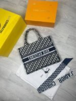 Christian Dior Oblique Embroidery Travel Bag With Additional Dust Bag Duffle Bag