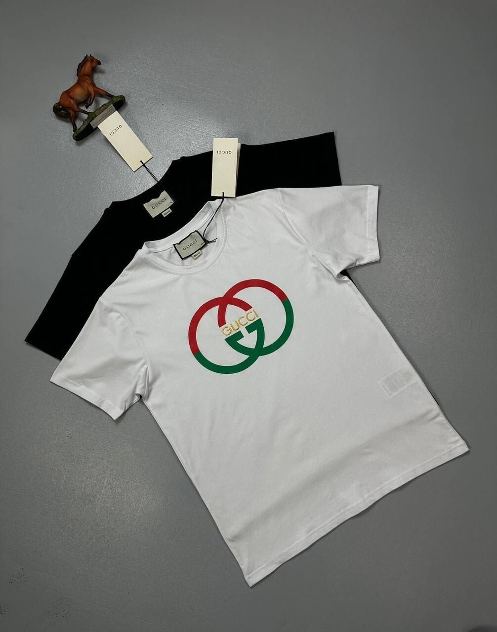 4265927187.jpg Gucci G Cotton Jersey Printed T-Shirt In Black And White - Image 1