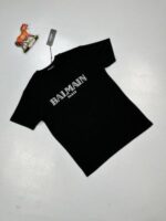 Balmain Paris Metallic Flocked Comfortable T-Shirt In Black And White Colors - Image 3