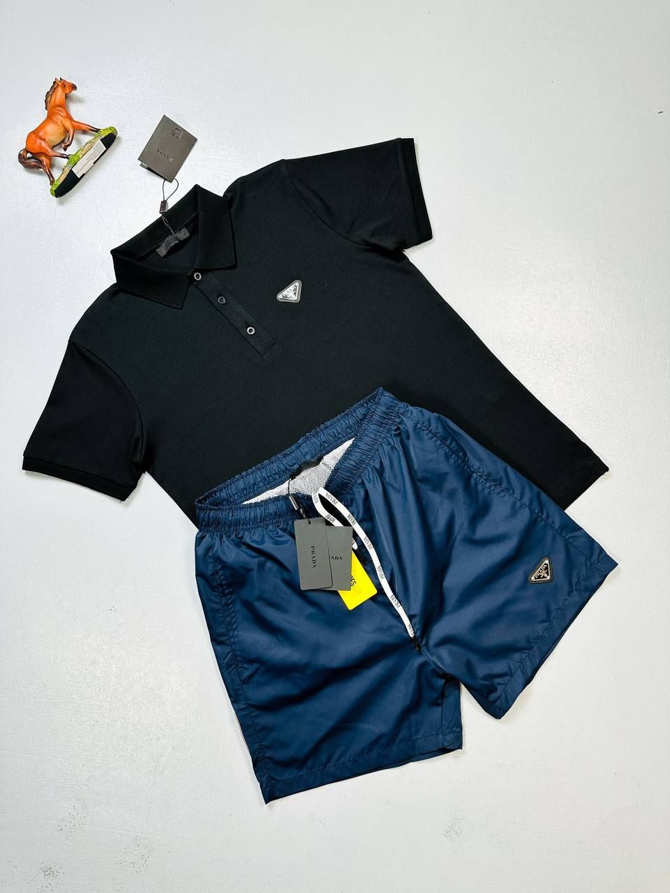 4275599249.jpg Prada Milano Triangle Logo Polo Short Set - Image 1