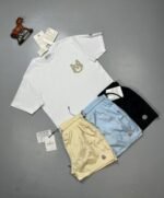 Moncler Shorts T-shirt Set Black Beige Turquoise - Image 4