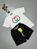 Gucci Men's Interlock GG Logo Printed T-Shirt Short Sets - Image 2