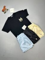 Moncler Shorts T-shirt Set Black Beige Turquoise - Image 3