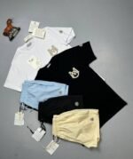 Moncler Shorts T-shirt Set Black Beige Turquoise - Image 2