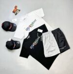 Givenchy Signature Double Logo T-shirts Shorts Set Black White - Image 2