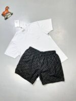Dior CD Icon Regular-Fit T-Shirt Swim With Bootleg Short In Black and White Colors - Image 3