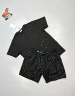 Dior CD Icon Regular-Fit T-Shirt Swim With Bootleg Short In Black and White Colors - Image 4