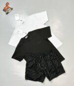 Dior CD Icon Regular-Fit T-Shirt Swim With Bootleg Short In Black and White Colors