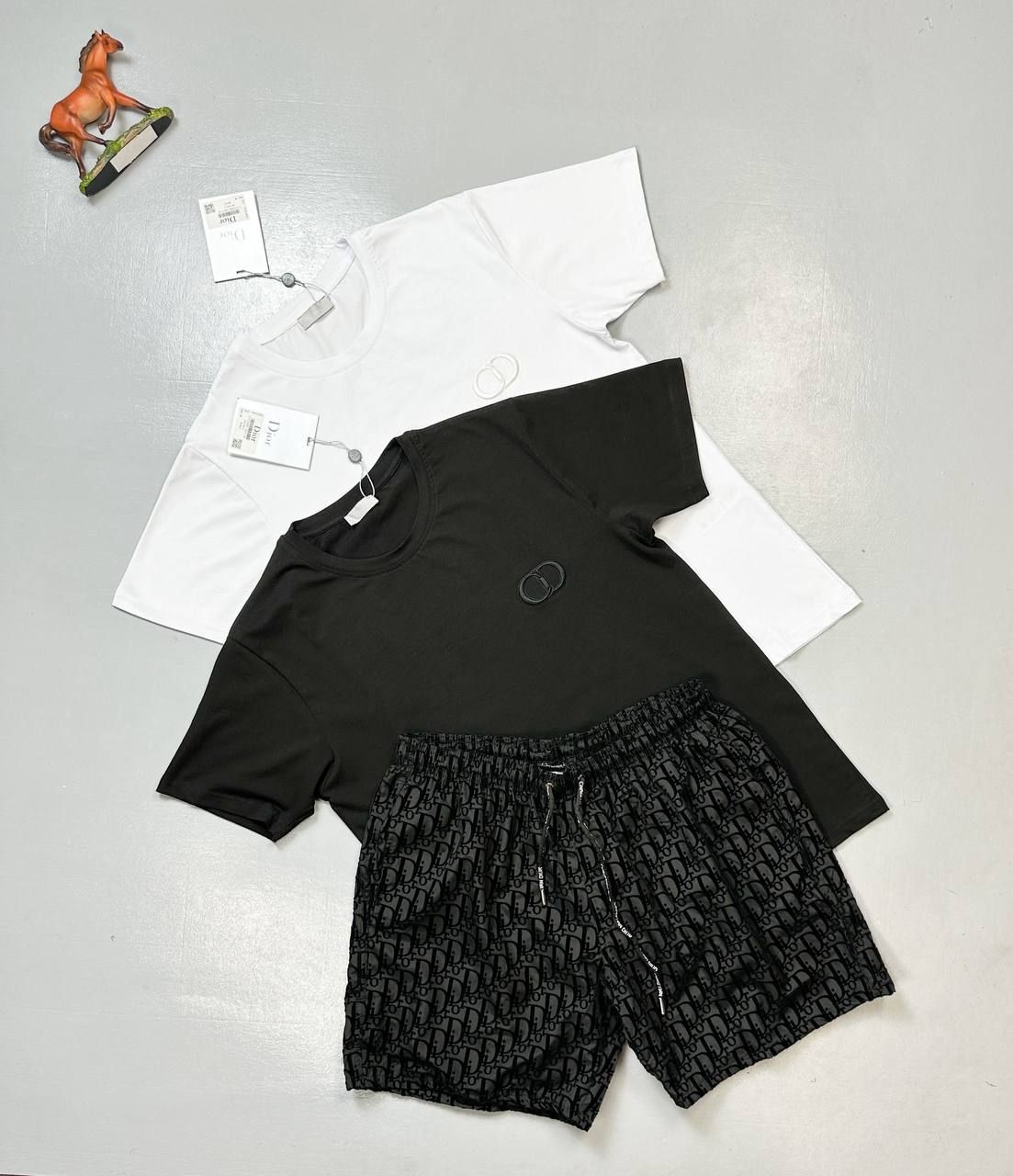 4356878232.jpg Dior CD Icon Regular-Fit T-Shirt Swim With Bootleg Short In Black and White Colors - Image 1