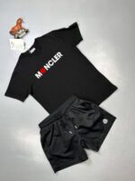 Moncler Crew Neck Cotton T-Shirts Shorts Set Black White - Image 3
