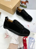 Christian Louboutin Louis Junior Spikes Sneakers Comfort Trainer In Black & Grey Colors - Image 4