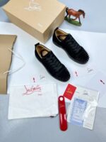 Christian Louboutin Louis Junior Spikes Sneakers Comfort Trainer In Black & Grey Colors - Image 3