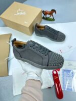 Christian Louboutin Louis Junior Spikes Sneakers Comfort Trainer In Black & Grey Colors - Image 6