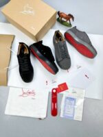 Christian Louboutin Louis Junior Spikes Sneakers Comfort Trainer In Black & Grey Colors - Image 2