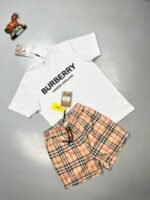 Burberry London England Summer T-shirts Check Swim Shorts Set Black White Sale UK - Image 3