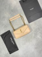 YSL Saint Laurent Paris Calypso Grained Lambskin Leather In Black & Beige Colors 777399AACYT1000 - Image 4