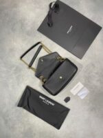 YSL Saint Laurent Paris Calypso Grained Lambskin Leather In Black & Beige Colors 777399AACYT1000 - Image 3