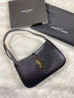 YSL Saint Laurent Paris LE 5 À 7 In Smooth Leather Shoulder Hobo Bag In Black Color - Image 2