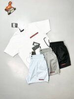 Prada Milano Logo Patch T-shirts Cargo Shorts Set - Image 3