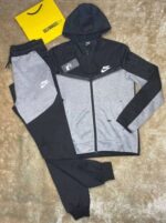 Nike Sportswear Tech Fleece Men's Joggers Tracksuit Set Dark Grey Black White - Image 2