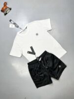 Stone Island Men's T-shirts Shorts Set Black White Blue Green Patch Logo Sale UK - Image 4